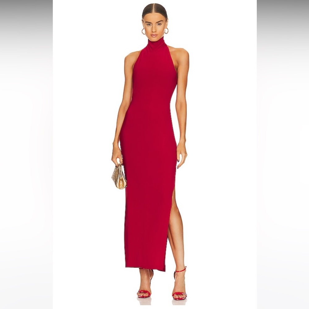Halter Turtleneck Side Slit Gown in Red
Norma Kamali